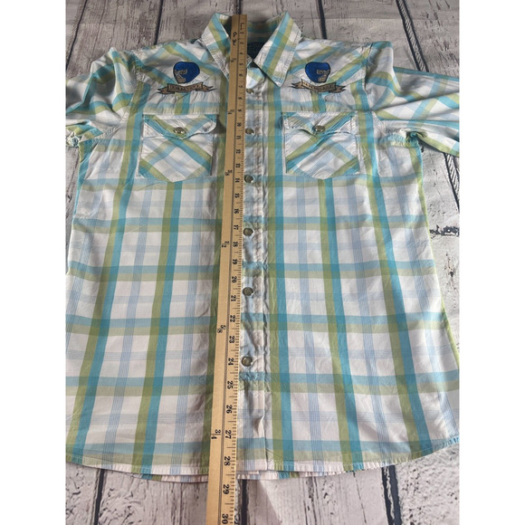 Hollister Snap Up Shirt Men's Medium Long Sleeve Demonio Azul - Picture 5 of 9